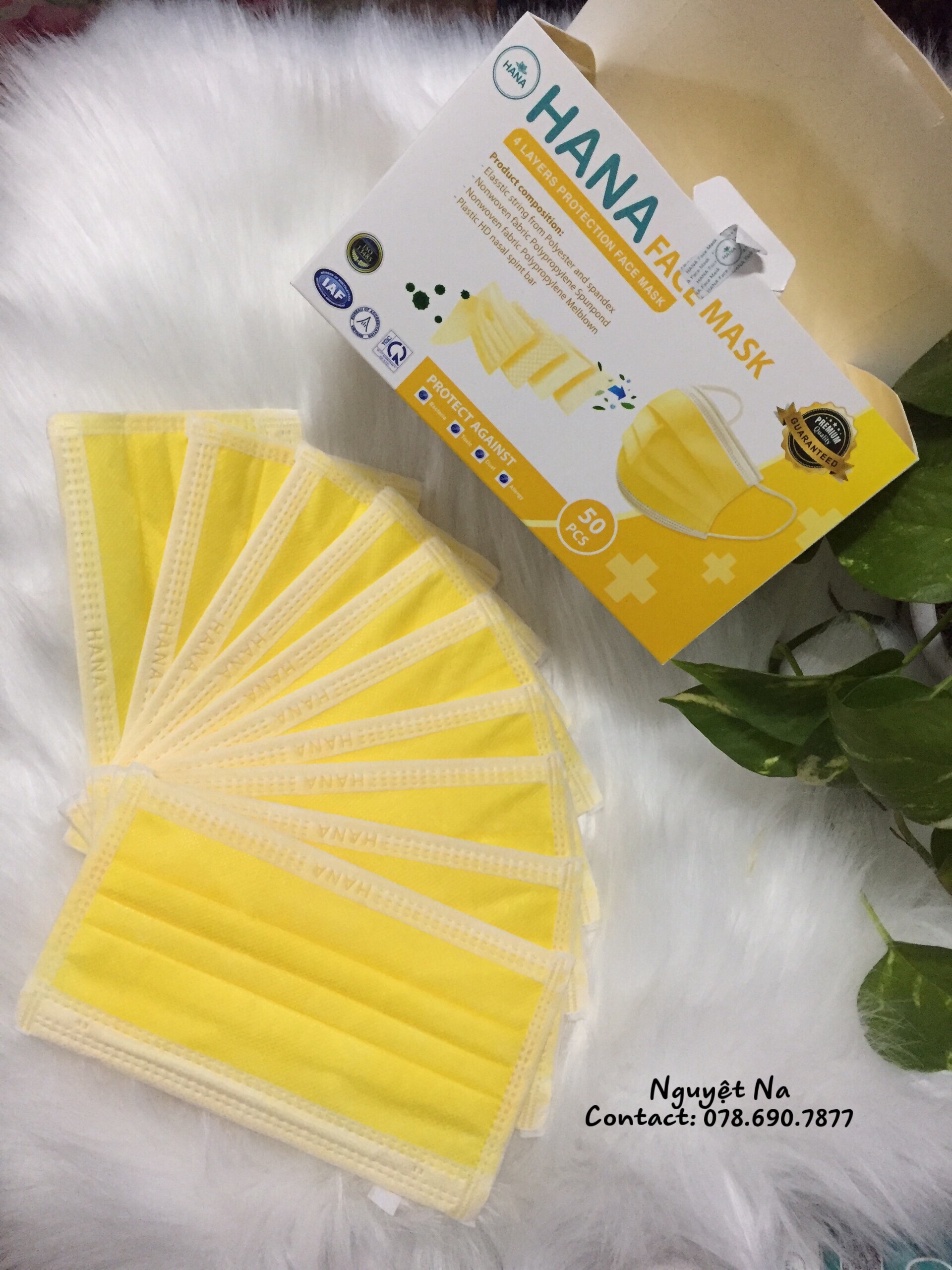 Khẩu trang y tế HANA màu vàng