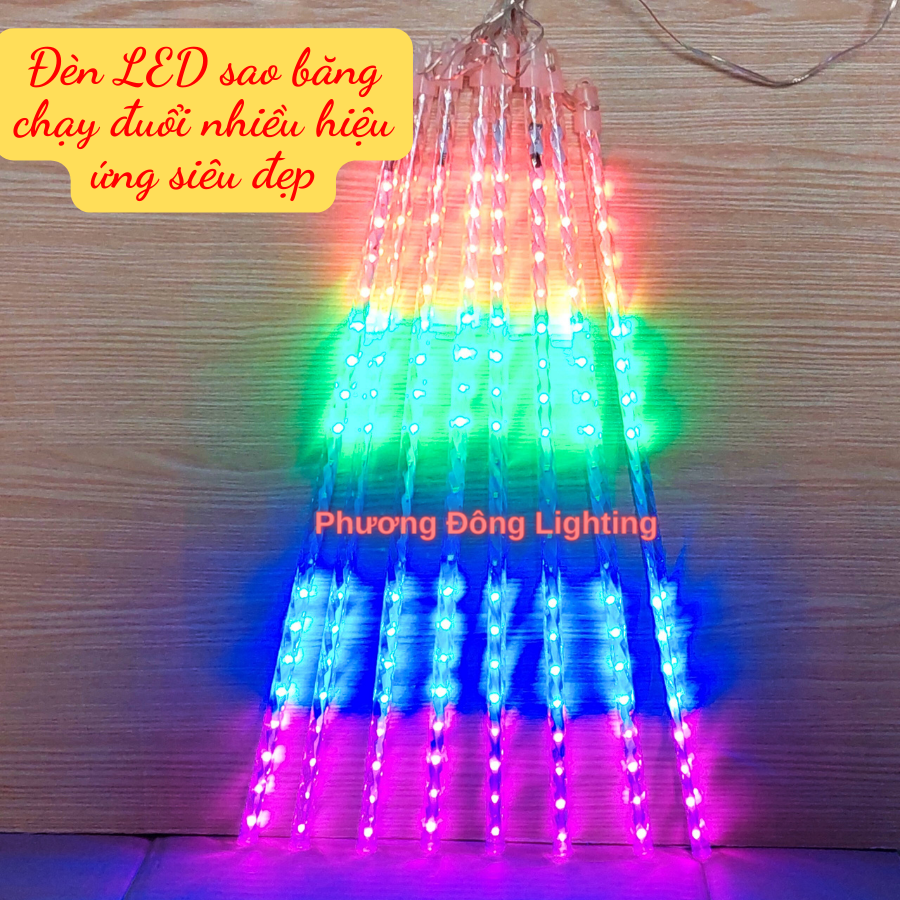 Đèn LED sao băng 8 ống dài 45cm ống xoắn - Chạy đuổi nhiều chế độ siêu đẹp