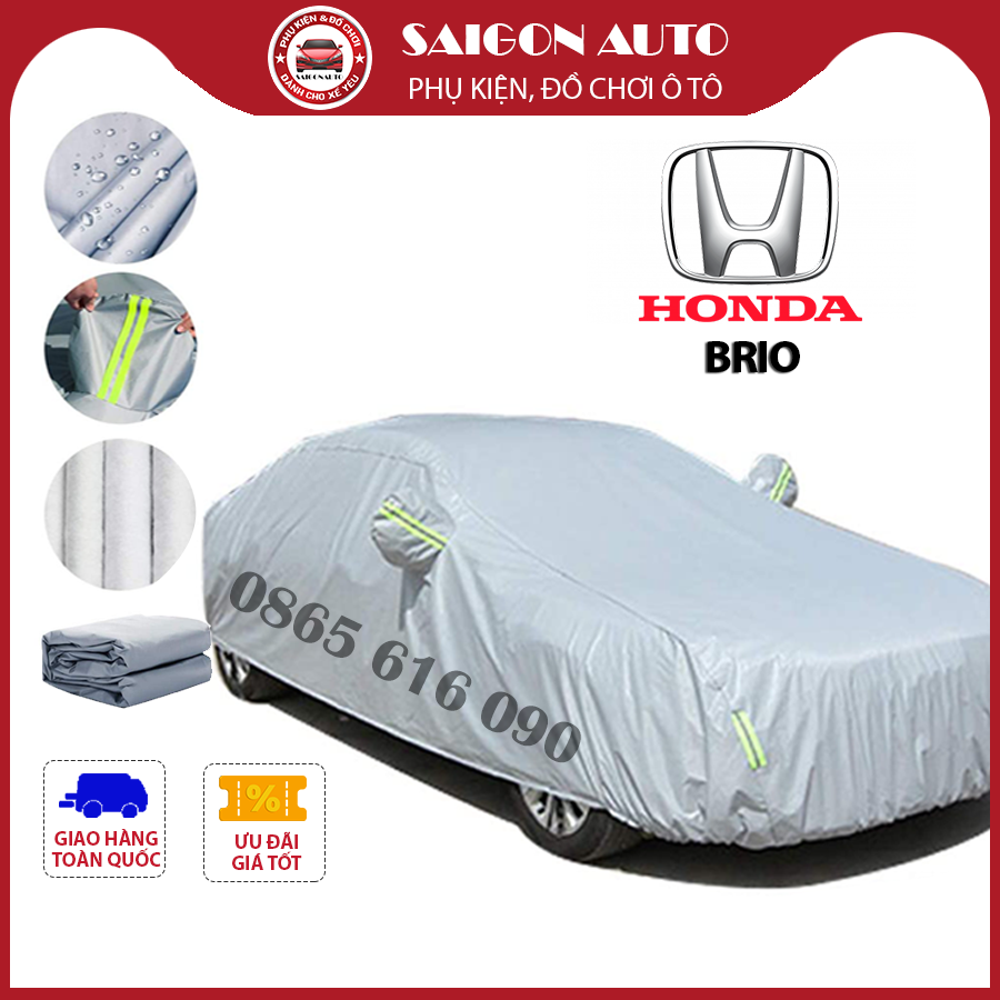 Bạt trùm xe ô tô Honda Brio vải dù oxford cao cấp , áo bạt phủ trùm che kín che nắng, che mưa