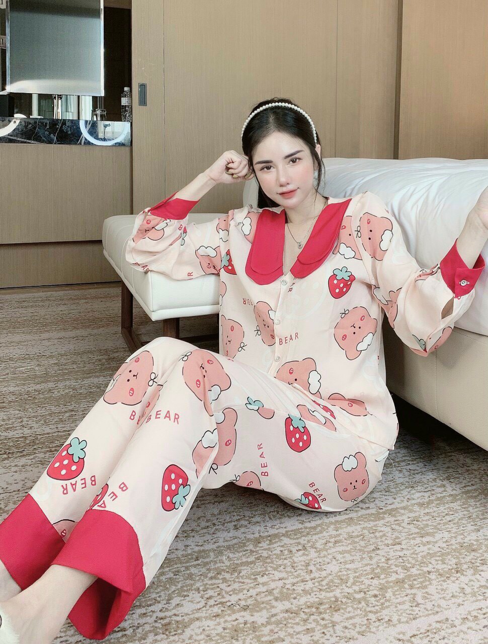 Bộ lụa Pijama lụa loại 1 chất mềm mịn, mát + Ảnh thật ,Bộ Lụa Mango Tay dài