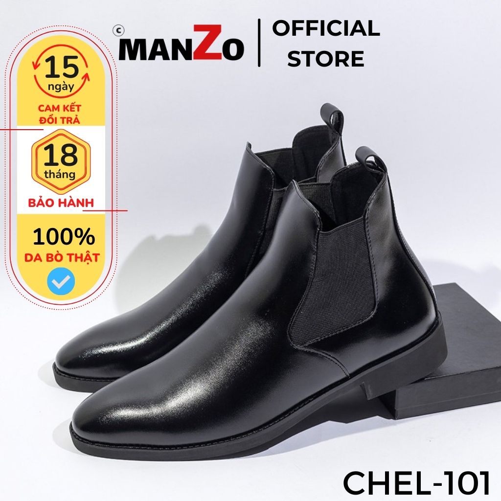 Giày Chelsea Boots nam cao cấp da bò nhập khẩu - Bảo hành 12 tháng Manzo - CHEL 101