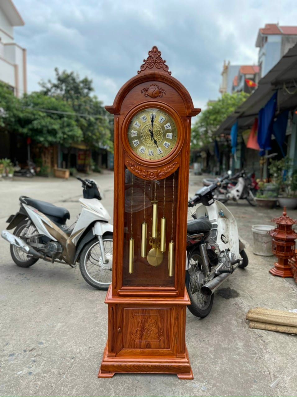 [Trả góp 0%]đồng hồ dược sư 1m 86 rộng 56 cm sâu 26 gỗ hương đá