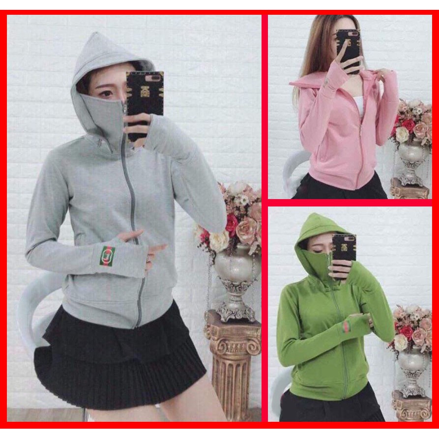 Áo chống nắng nữ nón rộng Áo khoác nữ chống nắng dáng dài chất da cá cotton