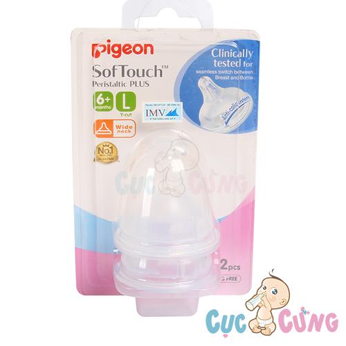 Ty bình sữa Pigeon Silicone Plus cổ rộng size L - 2 cái/vỹ - num vu binh sua co rong