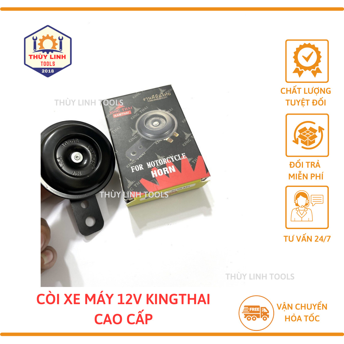Còi KingThai, kêu to, siêu vang 12v dùng cho xe máy, xe điện Phụ Tùng Thùy Linh
