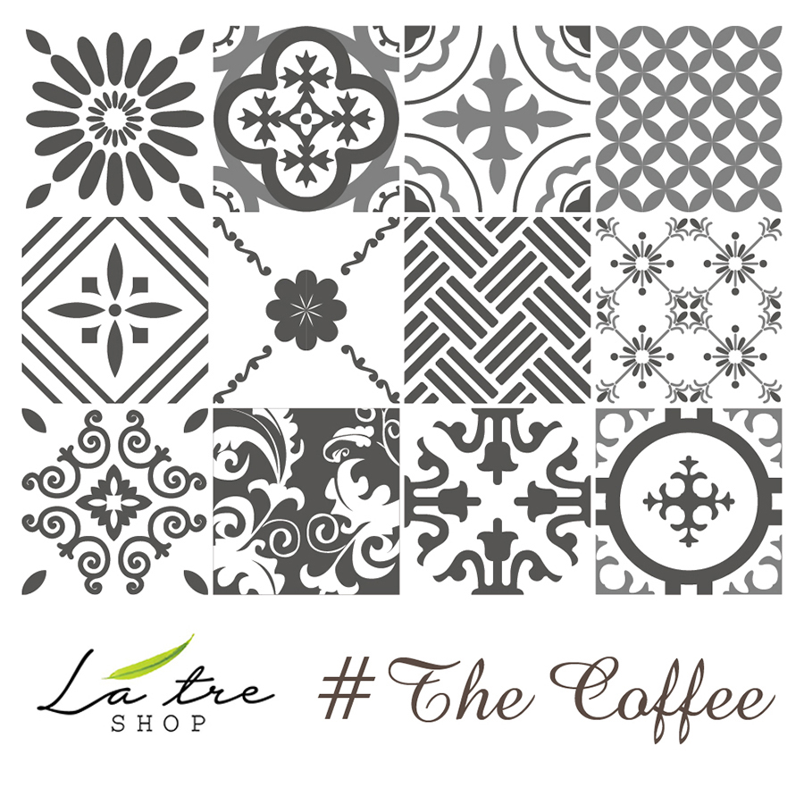 Decal gạch bông The coffee - Decal dán tường - Sắc nét bền đẹp