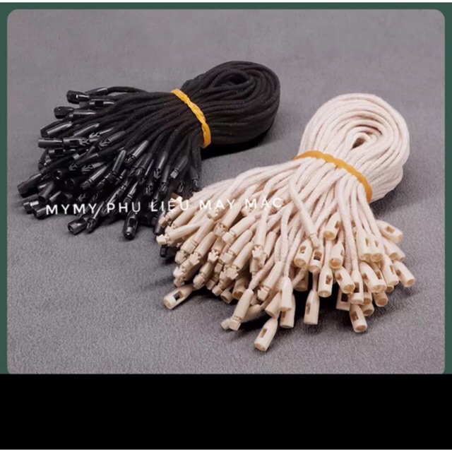 Dây tag treo nhãn mác sợi cotton - 100 sợi kem trắng đen