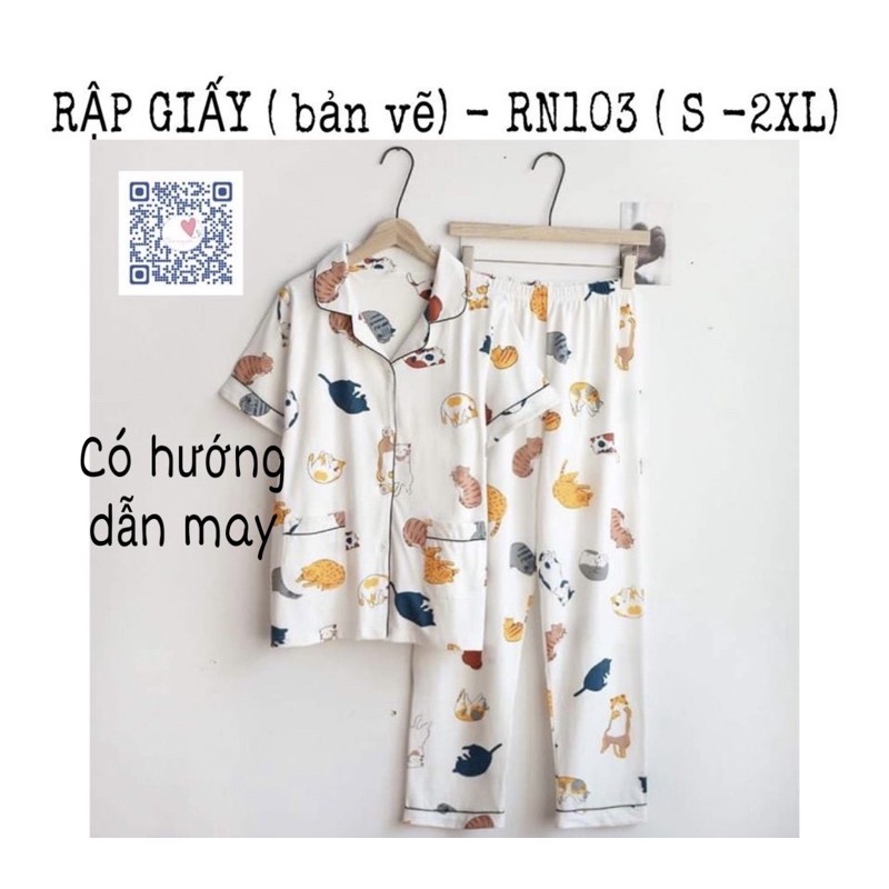 Rn103_rập giấy may bộ pijama ngắn tay