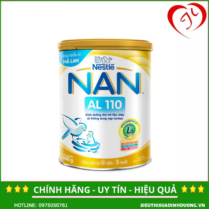 Sữa NAN AL 110 400G | Công thức dành riêng cho trẻ tiêu chảy và bất dung nạp đường Lactose dành cho trẻ từ 0-3 tuổi | Thương Hiệu Nestle