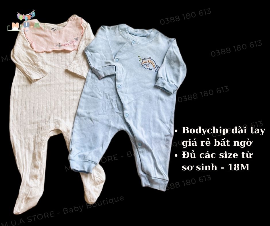 Đồ liền thân body sleepsuit dài tay cho bé trai bé gái M.U.A STORE Đồ ngủ liền thân cho trẻ sơ sinh thanh lý