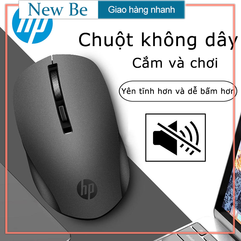 【New Be】（Mang theo pin）Chuột không dây im lặng HP S1000 cho văn phòng chơi game Điều chỉnh chuột không dây DPI 1600 Máy tính quang Máy tính xách tay Máy tính xách tay Chuột bàn phím màu đen