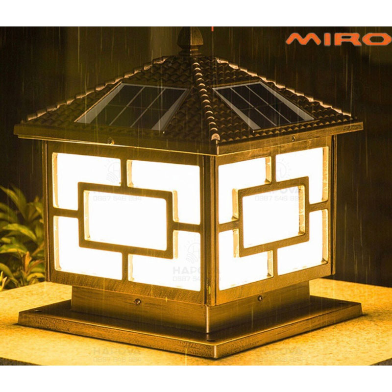 Đèn trụ cổng năng lượng mặt trời nlmt sân vườn chữ nhật chống nước cao cấp