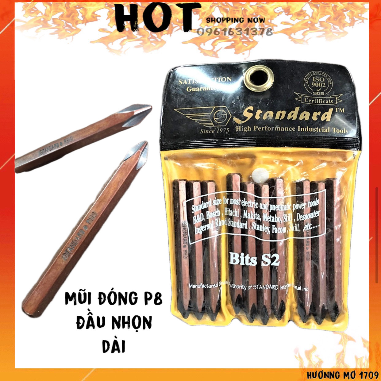 Mũi vít đóng nâu dài đầu nhọn standard 8mm