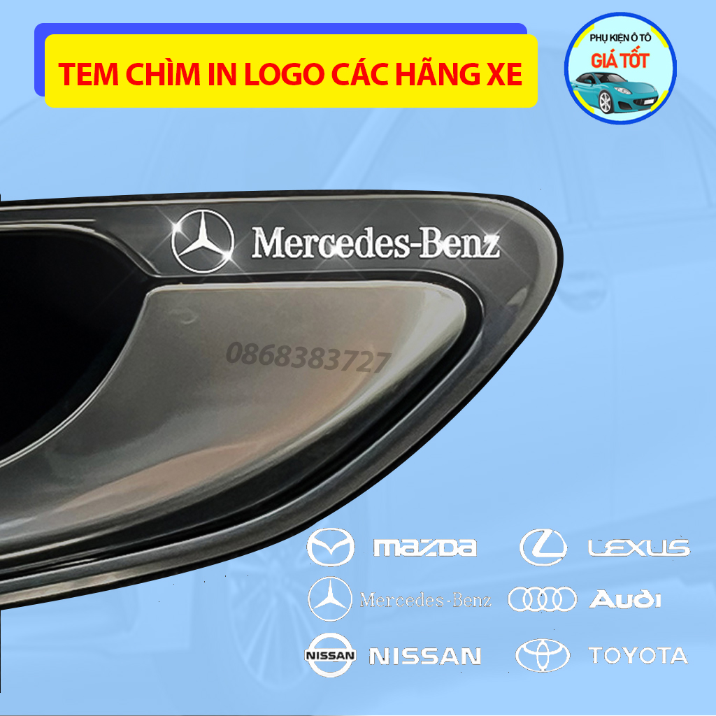 Decal dán trang trí xe ô tô đẹp, tem kim loại chìm 9D in logo hãng xe ô tô, tem stick logo dán oto, xe hơi