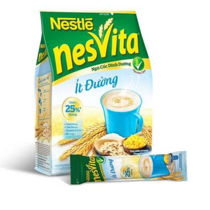 Ngũ cốc dinh dưỡng Nesvita ít đường 14 gói x 25g và có đường bịch 14 gói x