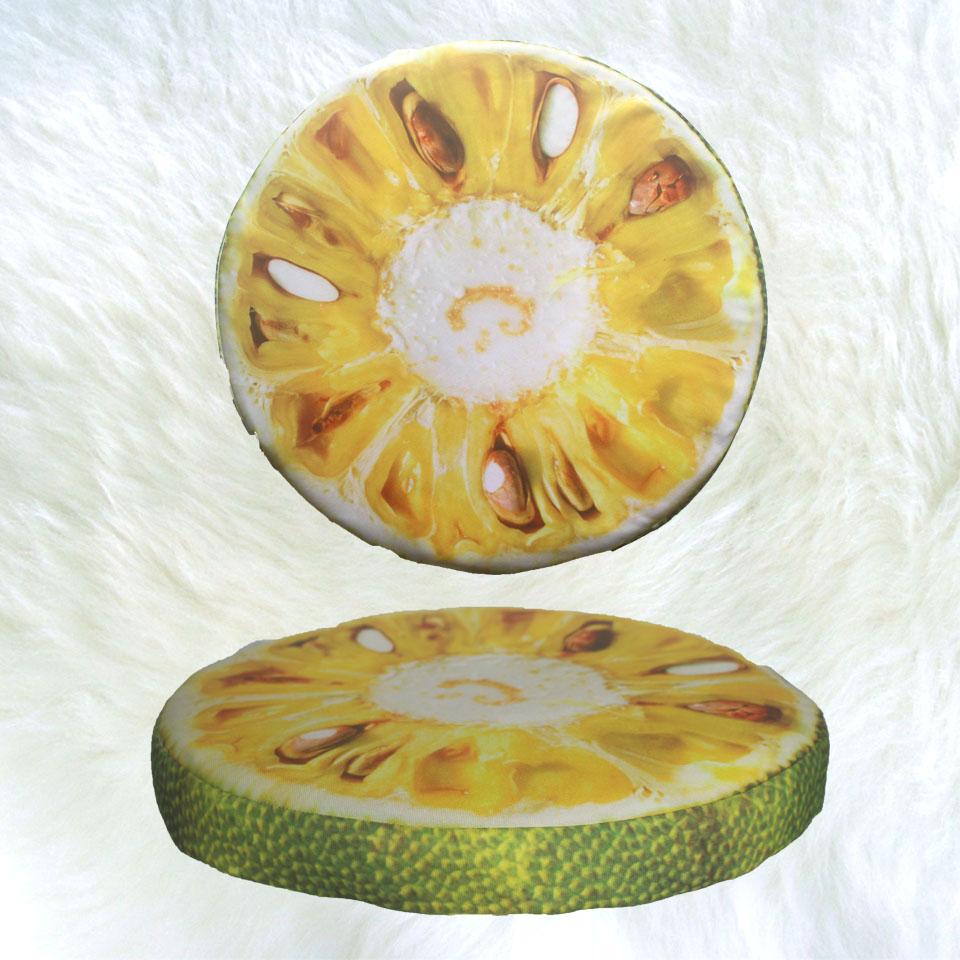 Đệm ngồi tròn hình hoa quả đệm ngồi trái cây gối ôm hình quả mít gối ôm 3d trái cây gối đệm mút có dây kéo giá rẻ