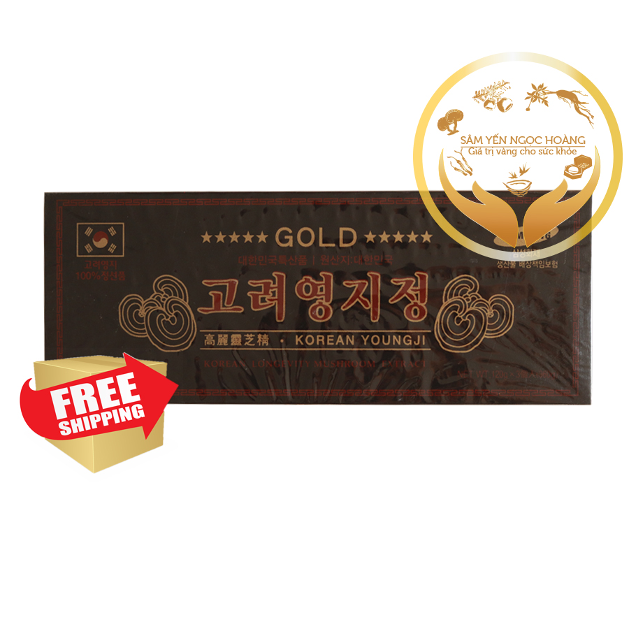 Cao linh chi sao vàng gold hàn quốc hộp gỗ đen 3 lọ x 120g