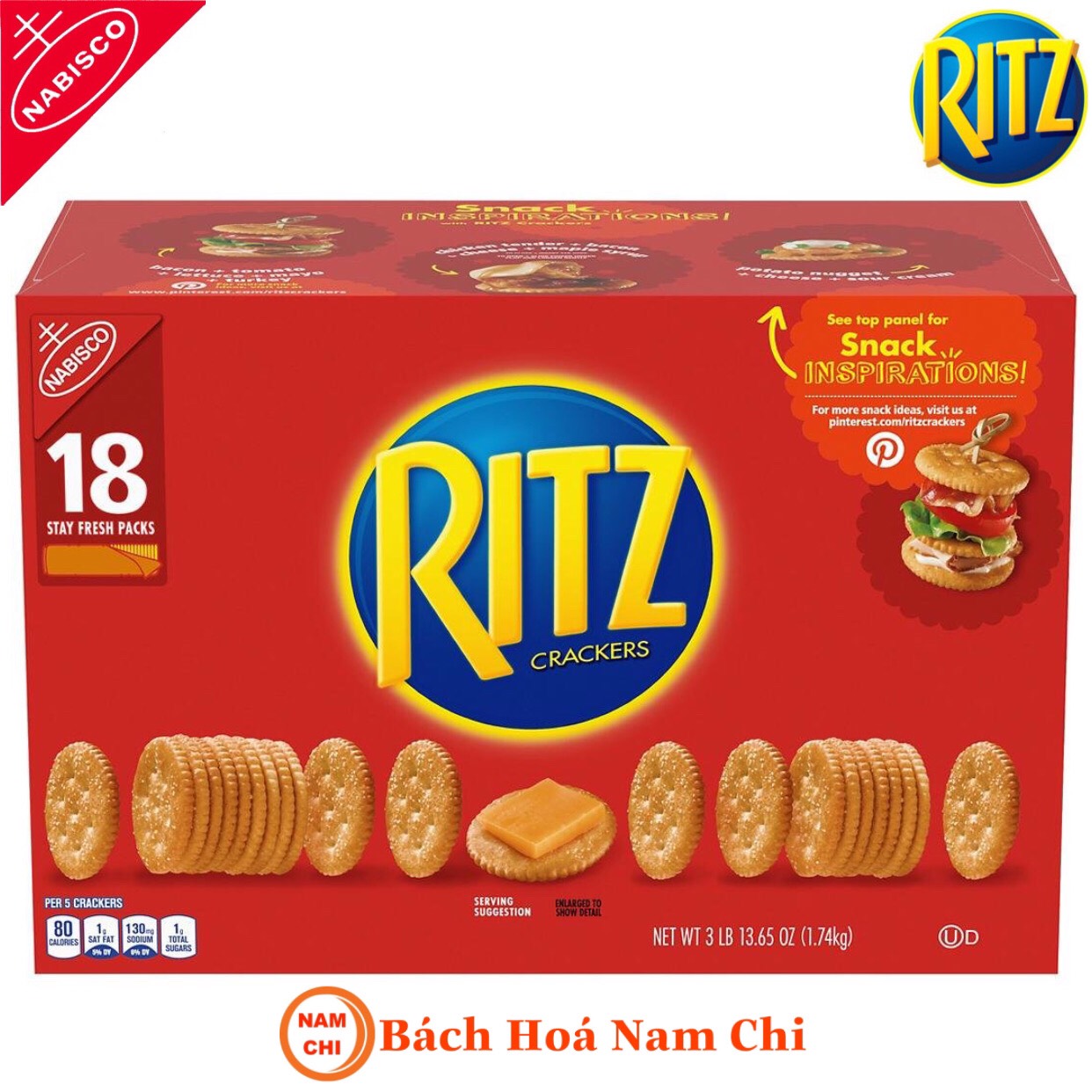 Bánh r-itz mỹ nhân phô mai nabisco r-itz crackers 18 stay fresh packs 1.74kg - chính hãng mỹ