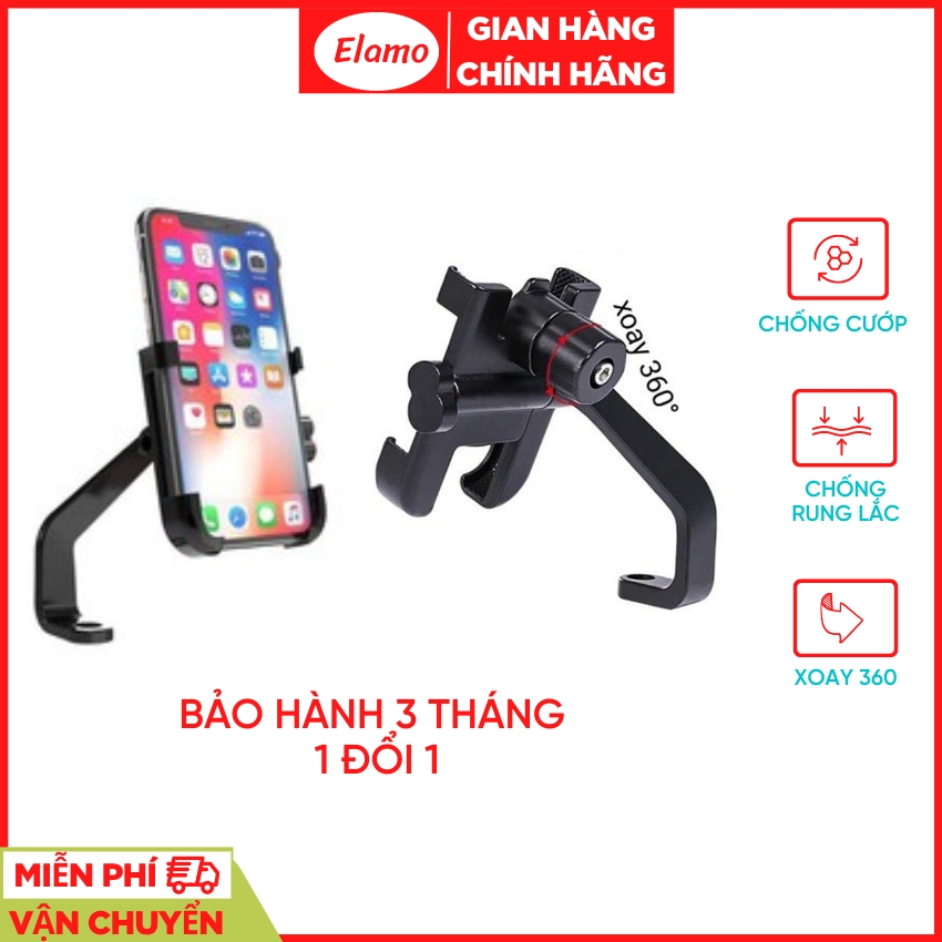 [HCM+quàtặng] Giá đỡ điện thoại xe máy kim loaị inox đa năng cao cấp chống cướp giật cực chắc chắn an toàn. Kẹp điện thoại gắn xe máy chống rung lắc chống trộm chống nước chống mưa gắn chân gương - Elamo