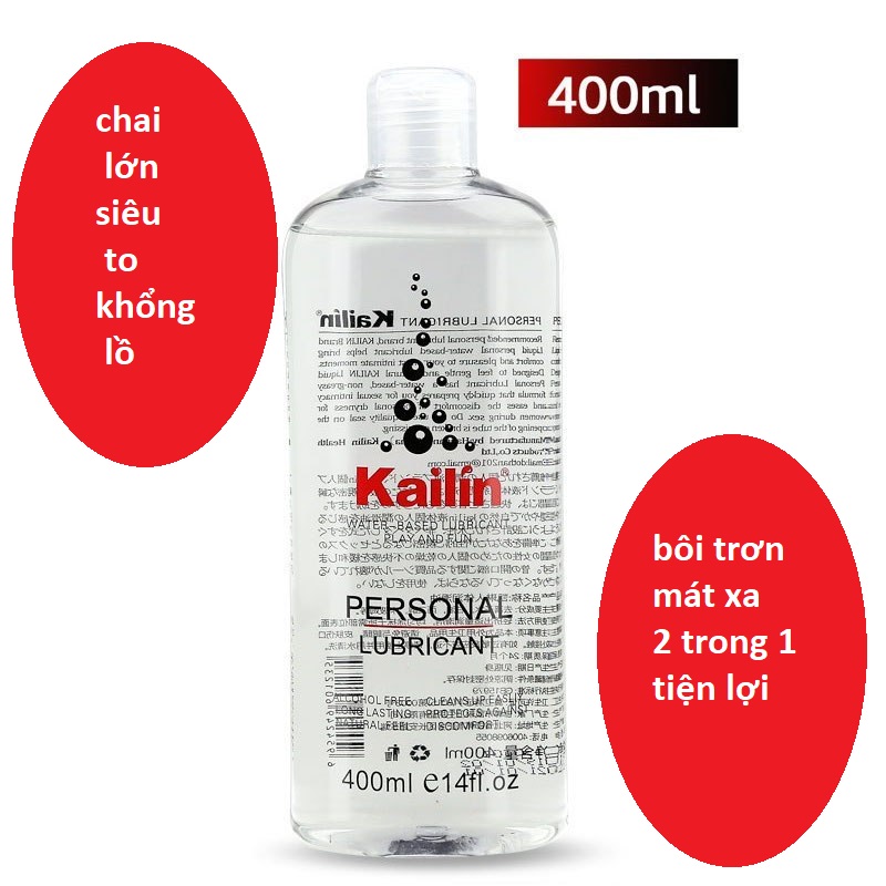 [HCM]gel gốc nước siêu trơn Keillin 400ml - vừa bôi trơn vừa mát xa được  tặng kèm bcs 3 cái