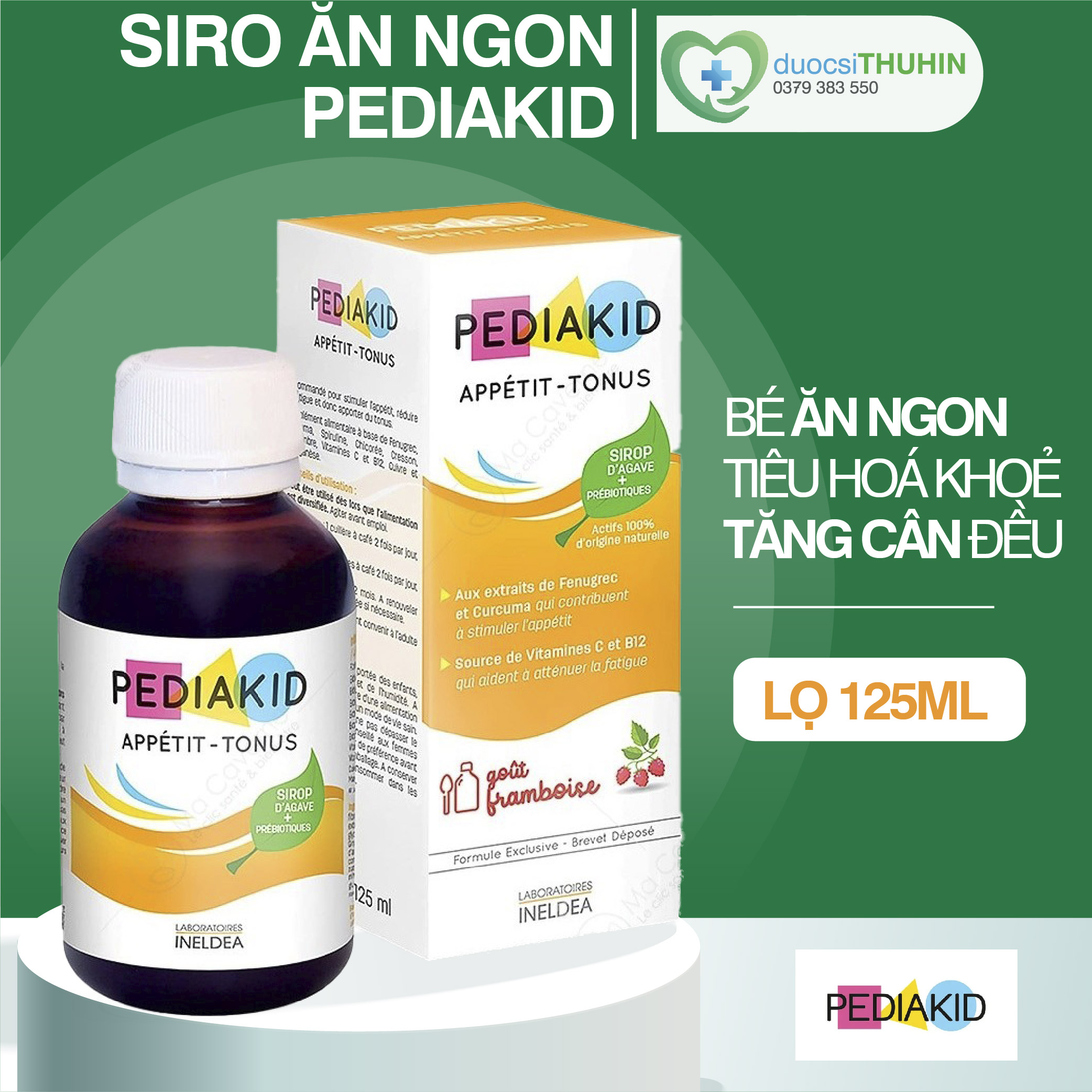 Siro pediakid ăn ngon cho bé từ 6 tháng- pediakid appétit tonus - giúp bé ăn ngon, tiêu hóa khỏe mạnh – lọ 125ml