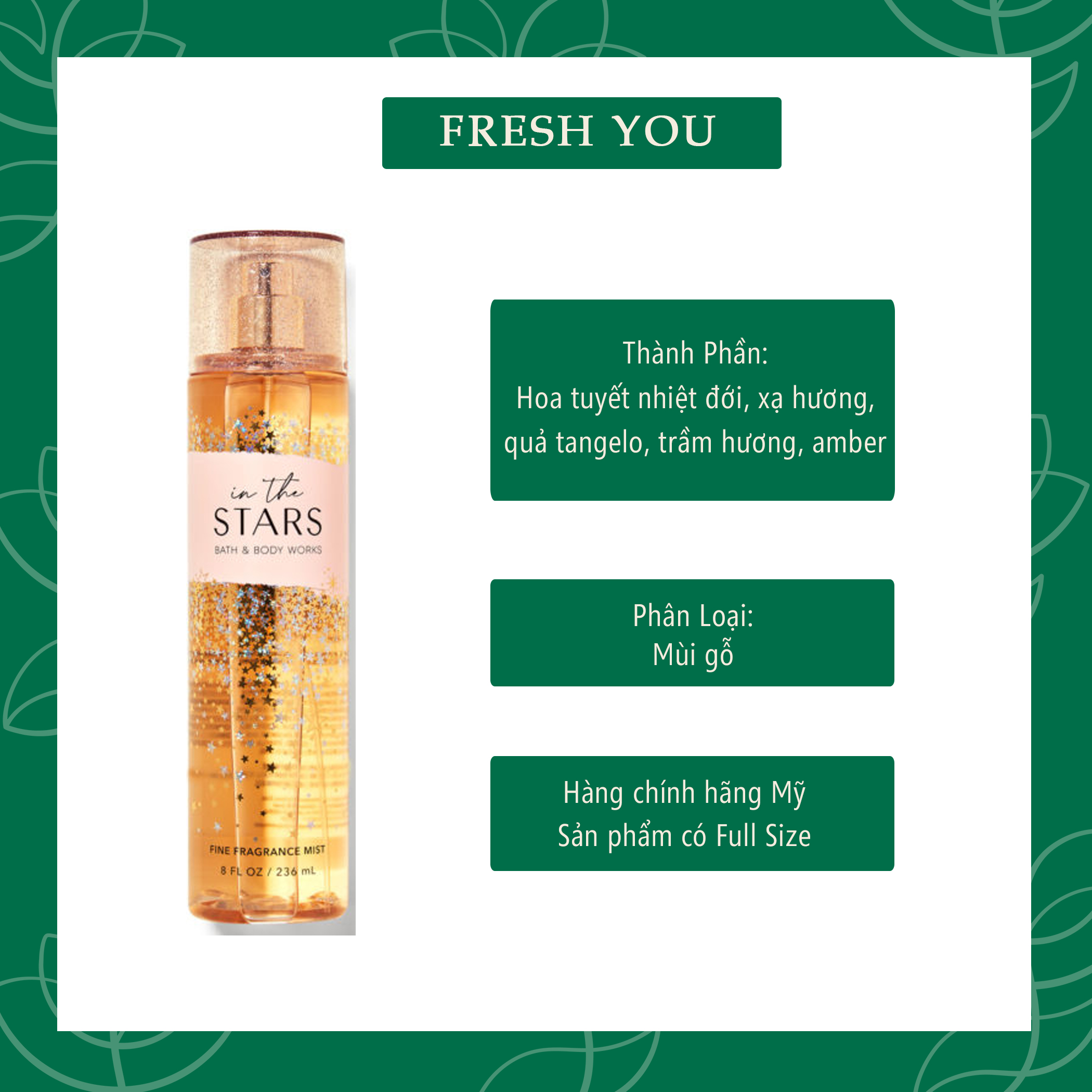 In The Stars - 10ml & 30ml Xịt Thơm Toàn Thân Body Mist Bath & Body Works - Gỗ