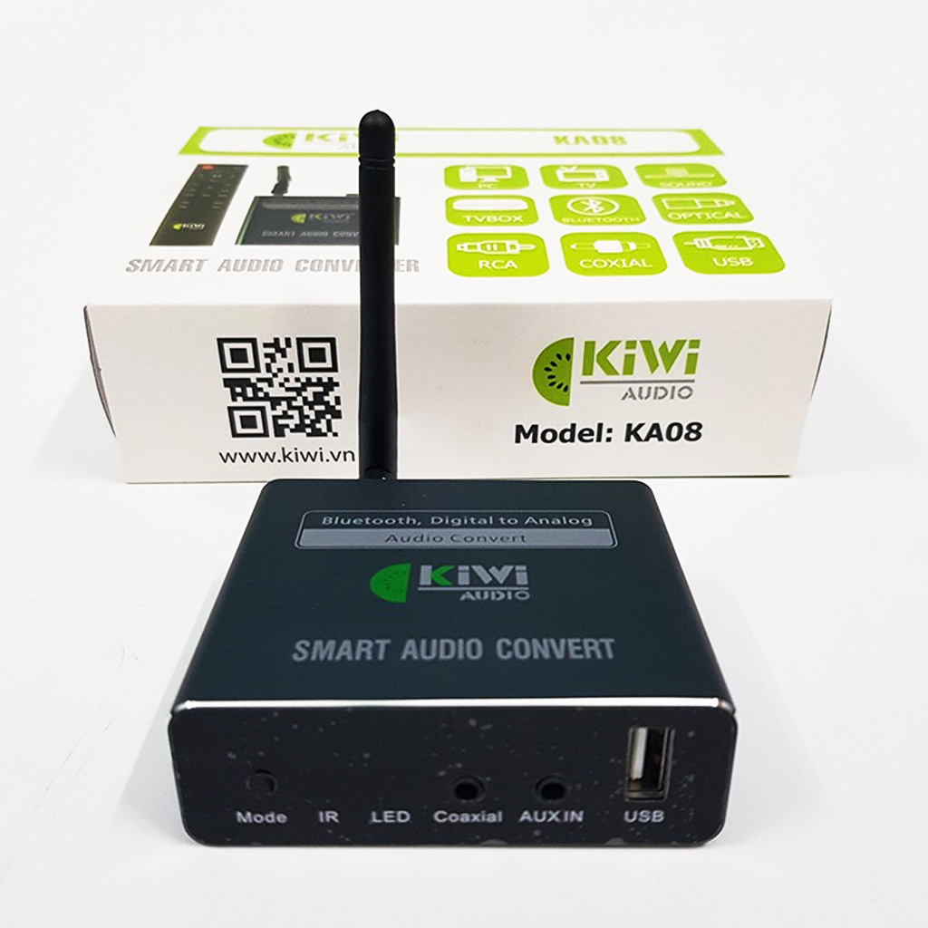 Kiwi ka08-bộ chuyển đổi âm thanh bluetooth điều khiển từ xa,chỉnh bass,treble,volume - dc4655