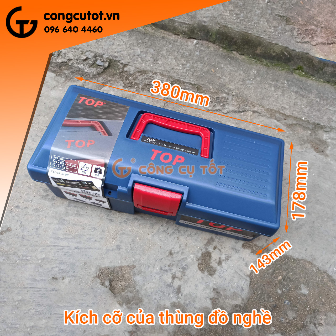 Thùng đựng đồ nghề bằng nhựa TOP - TBF-901BLUE Hộp đồ nghề được làm từ vật liệu nhựa ABS/PP cứng Hộp đồ nghề với hai tầng riêng biệt, tầng dưới để đựng máy khoan,.., tầng trên đựng các chi tiết nhỏ
