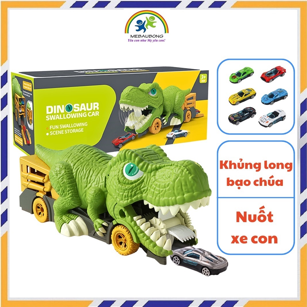 Khủng long nuốt xe ô tô - đồ chơi cho bé trai mô hình khủng long - quà tặng sinh nhật cho bé tặng kèm 6 xe ô tô