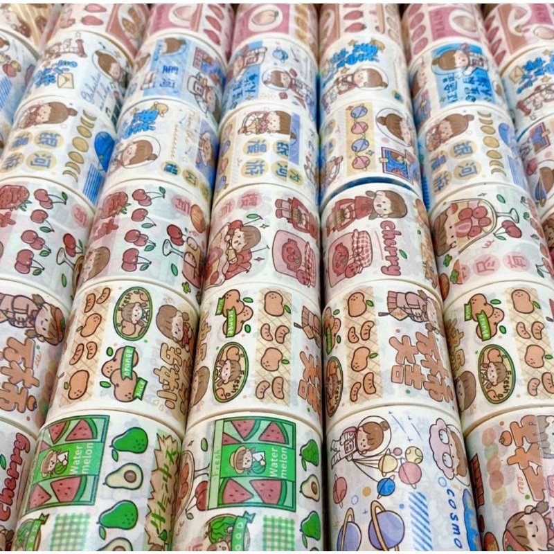 Cuộn washitape lớn 4,7 cm họa tiết hoạt hình dễ thương.