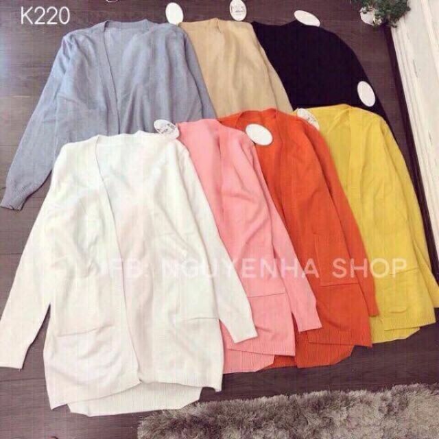 [Hàng Xịn] Áo Khoác Len Dáng Dài Có 2 Túi Ngoài. Áo Khoác Cardigan Nữ Form Dài Hàng Nhập