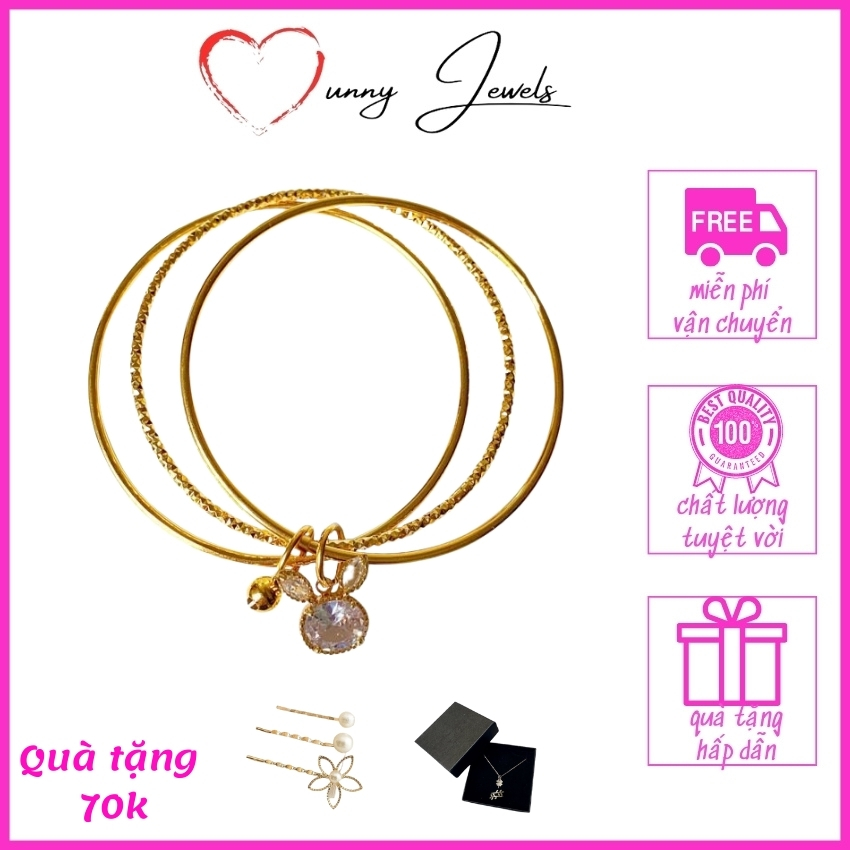 [FREE SHIP + QUÀ 70K ] Lắc tay mạ vàng , Vòng tay mạ vàng Ounny Jewels SP35 charm thỏ đá kèm chuông dễ thương không gỉ không phai màu 2021