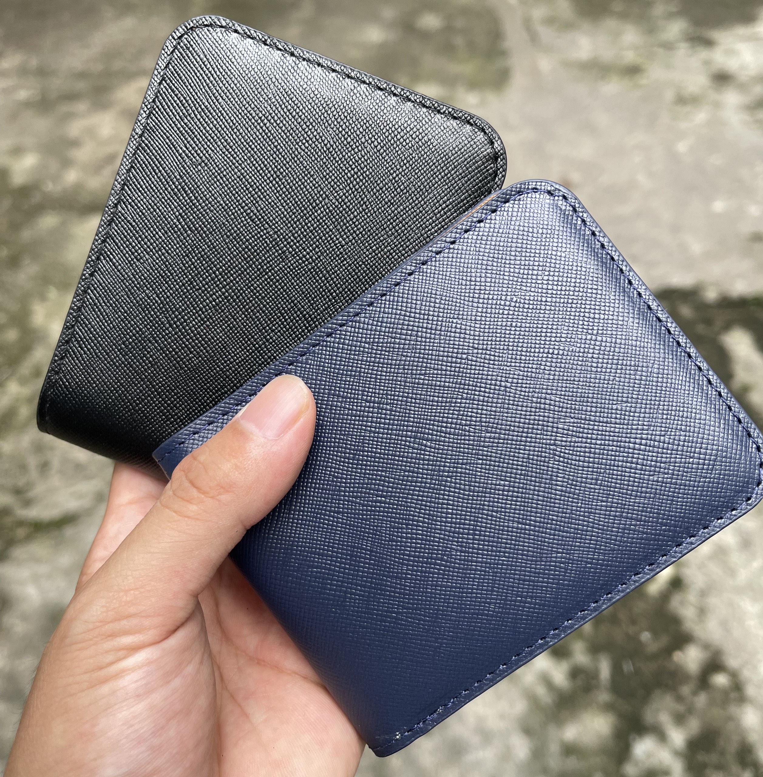 Ví nam mini da bò thật, Ví nam da bò Saffiano thời trang cao cấp, ví nam nhiều ngăn - ví thời trang