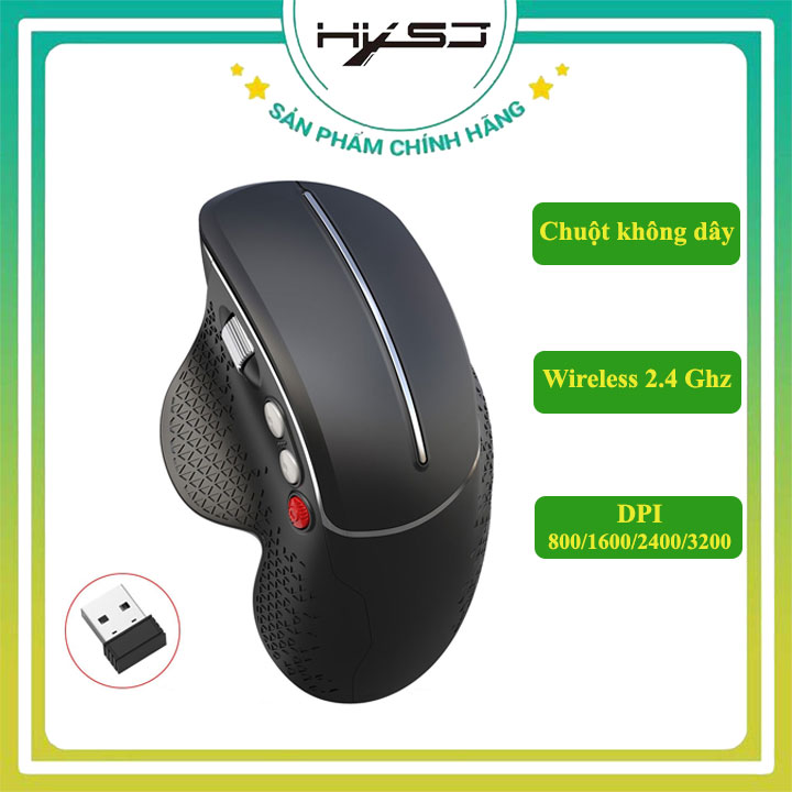 Chuột không dây HXSJ T32 Chuột đứng Wireless 2.4 Ghz DPI 3600 không gây mỏi tay, chuyên dùng cho laptop, pc, tivi - Hàng Chính Hãng