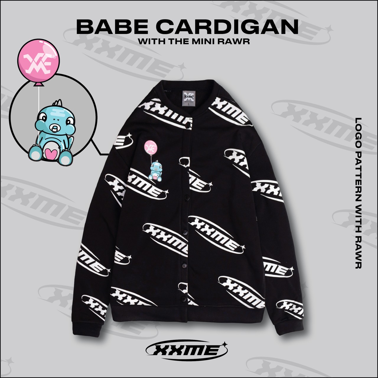 Xxme chính hãng - áo khoác cardigan khủng long babe rawr