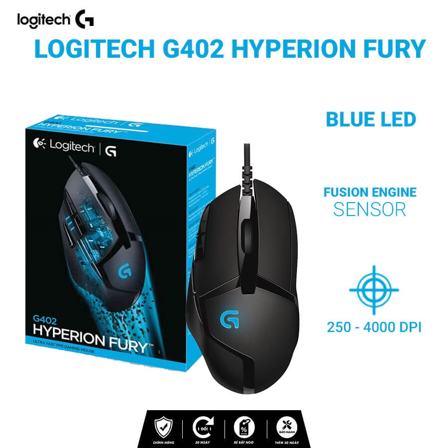 Chuột Gaming Logitech G402 Hyperion Fury giá rẻ ,Chuột chơi game dành riêng cho fan FPS. ... Chuột Logitech G402 sở hữu tốc độ quét lên tới 500 IPS, sử dụng công nghệ cảm biến mới quang học Logitech Delta Bảo Hành 12 Tháng