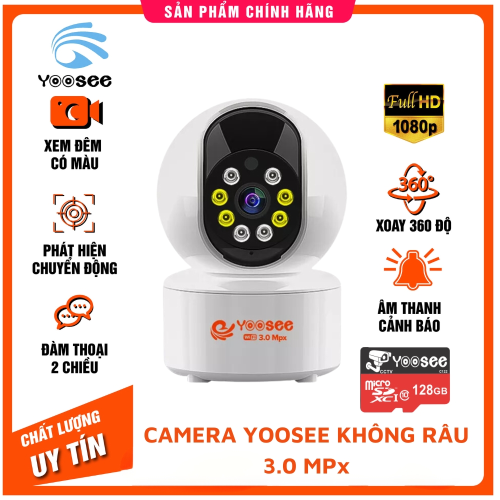 Camera Wifi Yoosee YS2031 3.0MPX FHD 1080 không râu xoay 360 độ đàm thoại 2 chiều to rõ hỗ trợ xem đêm có màu