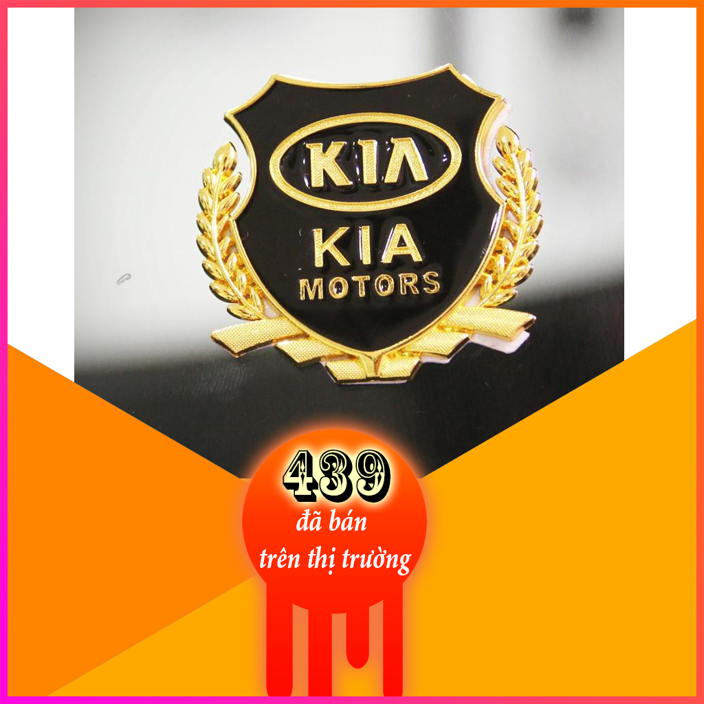 Bộ 2 biểu tượng logo nổi 3D bông lúa trang trí xe ô tô hãng KIA