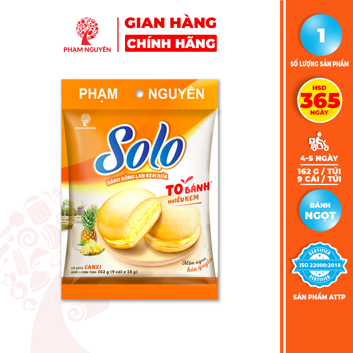 Bánh bông lan kem Solo 162g | Đồ ăn vặt