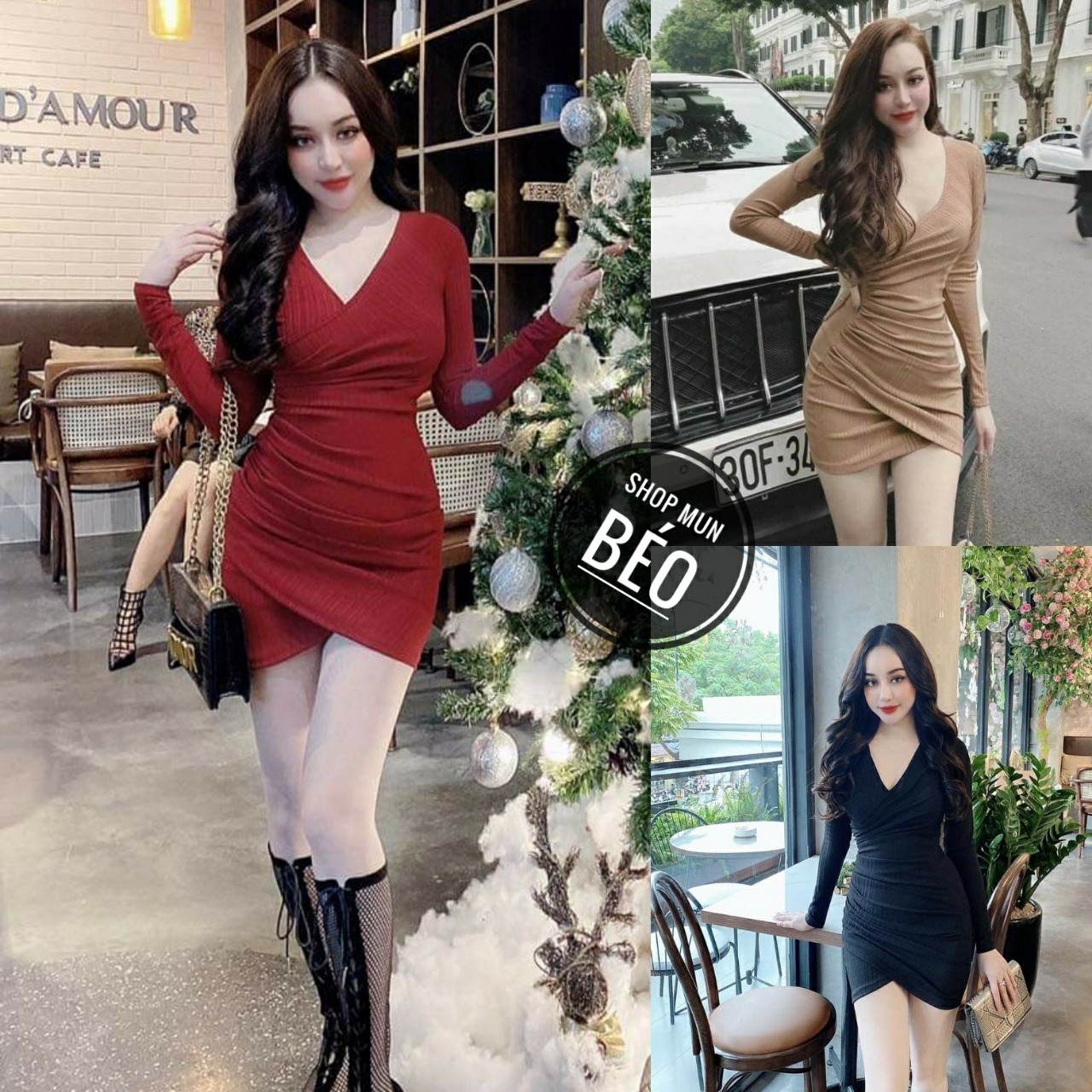 [MẪU MỚI] Đầm Body Tay Dài Chéo Ngực Chất Thun Borip Thích Hợp Mặc Đi Tiệc Đi Làm Đi Chơi Phù Hợp Với Mọi Phong Cách
