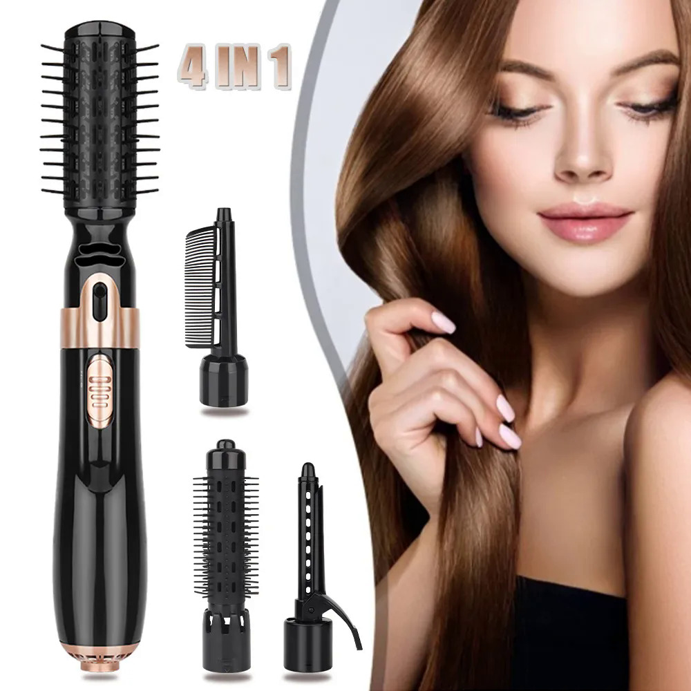 Không khí nóng Lược ép tóc 4 trong 1 máy sấy tóc bàn chải Curler không khí nóng Curler sắt công cụ tạo kiểu tóc giảm xoăn cứng và tĩnh chống scal