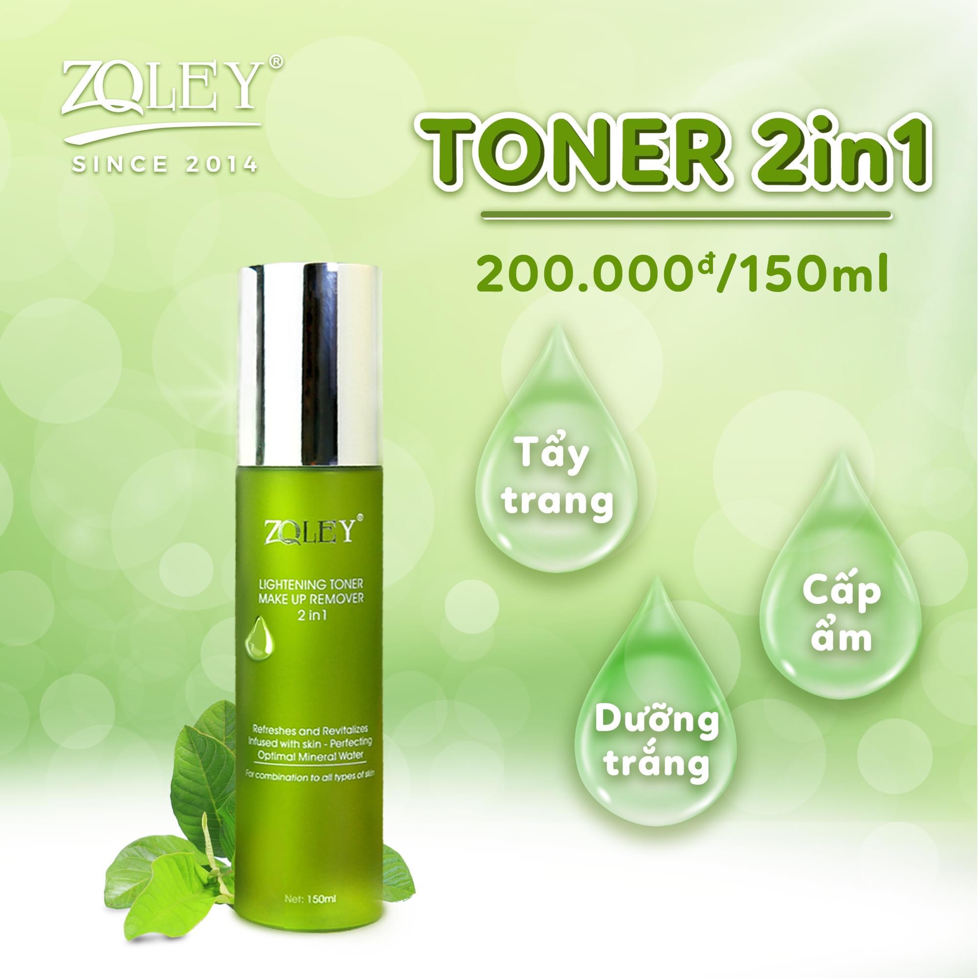 Toner 2in1 zoley - tẩy trang & nước hoa hồng