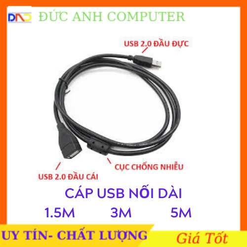 Dây cáp USB nối dài 1m5/ 3m  Dây usb nối dài 1.5m/ 3m- hàng chất lượng - full box