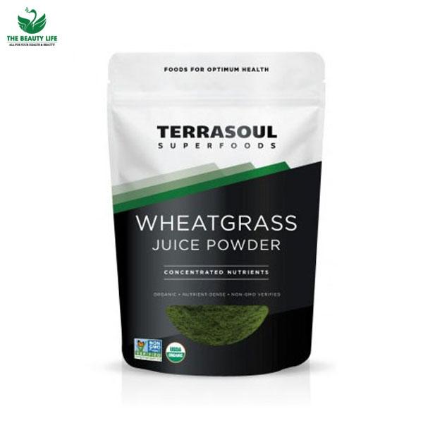 Bột nước ép cỏ lúa mì hữu cơ organic wheat grass juice powder terrasoul 141g