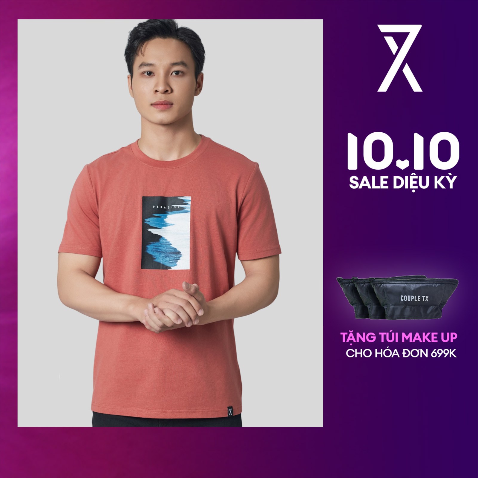 Áo Thun Nam COUPLE TX - Áo Phông 100% Cotton, Tay Ngắn, Form Rộng, Cổ Tròn, Hình In Họa Tiết MTS 1363