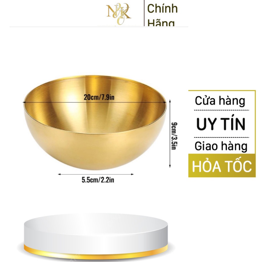 Bát inox mạ vàng hoàng gia 20cm, đựng nước rửa mặt, dùng trong thẩm mỹ