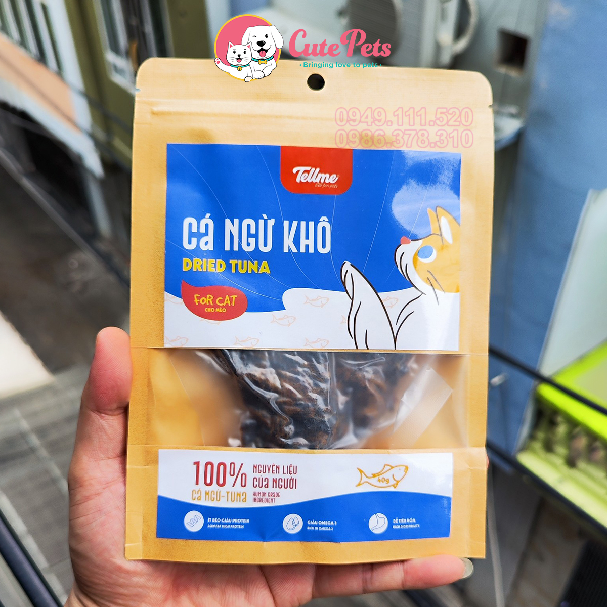 Đồ ăn vặt cho mèo Cá Ngừ sấy khô Tellme 40g - CutePets