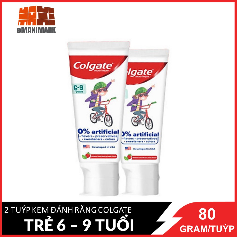 Combo 2 kem đánh răng trẻ em colgate kid free 6-9 tuổi tuýp 80g