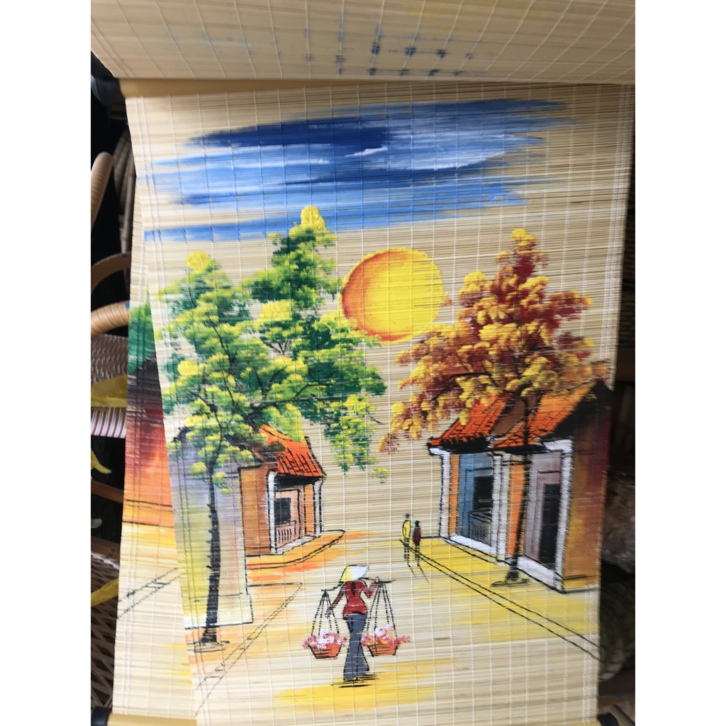 Tranh tre treo tường rộng 30cm x cao 40cm tranh in bằng tre trang trí hình phong cảnh
