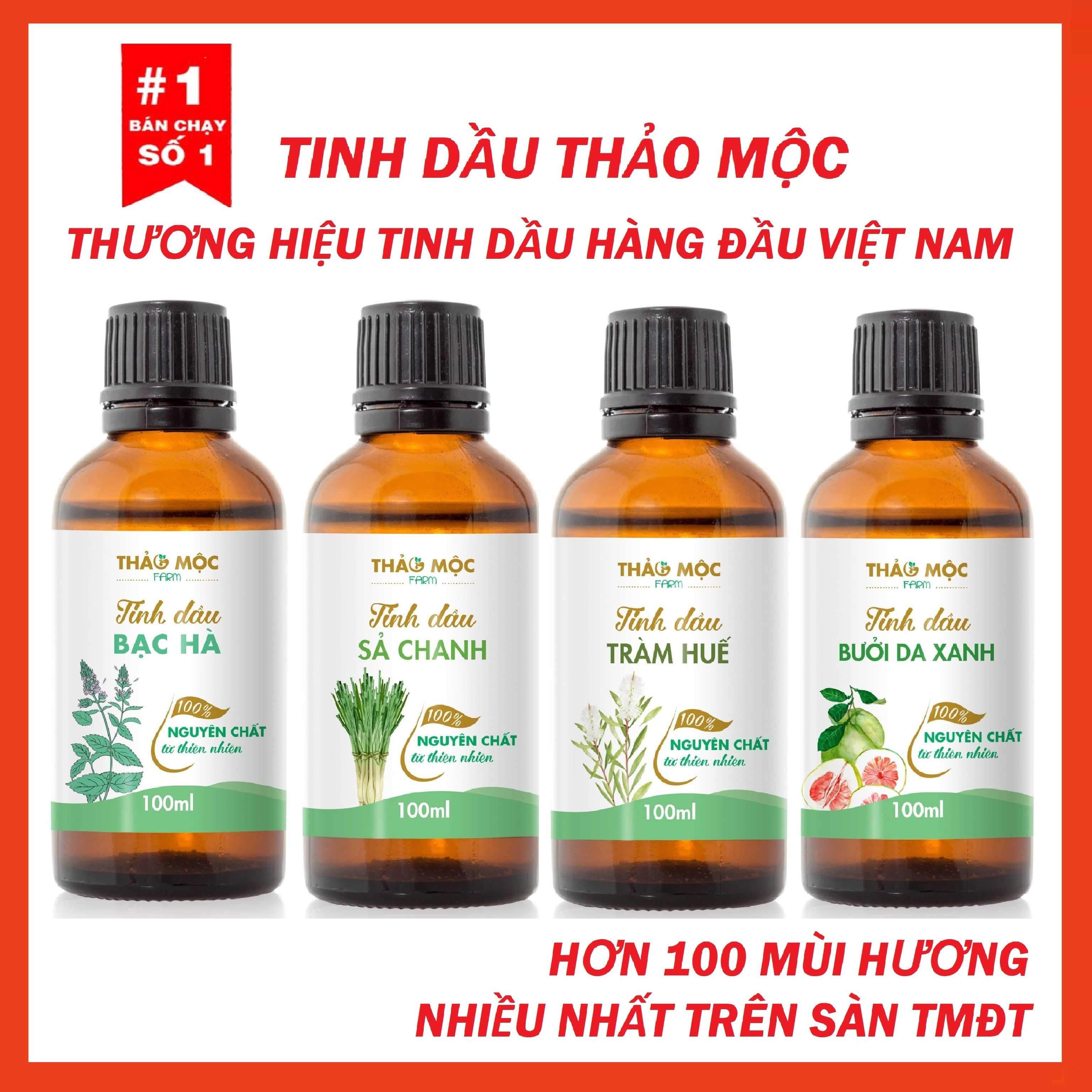 Tinh dầu thiên nhiên 100ml nguyên chất Sả Chanh  Bạc Hà  Quế  Oải hương  Bưởi  Cam  hoa Lài  Quýt  Trầm  tràm xông thơm phòng đuổi muỗi thư giản 
